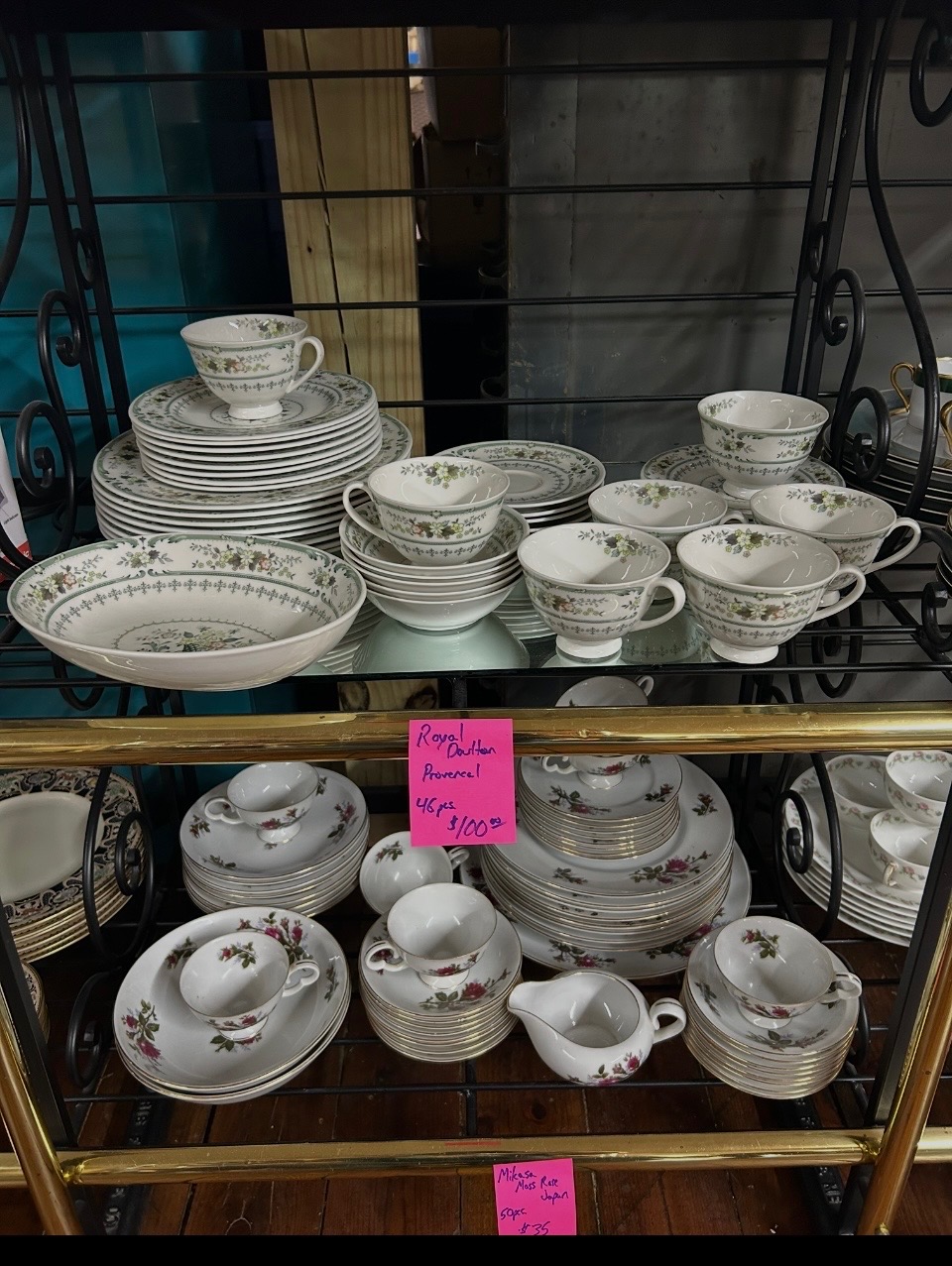 Royal Doulton Provencal and Mikasa Moss Rose china sets